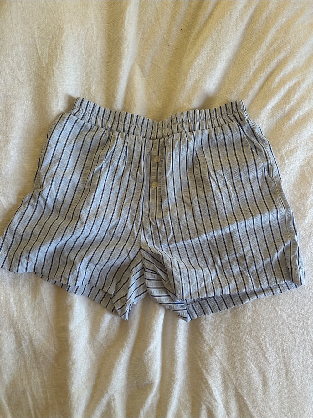 T.J.Maxx Blue & White Striped High-Waist Shorts